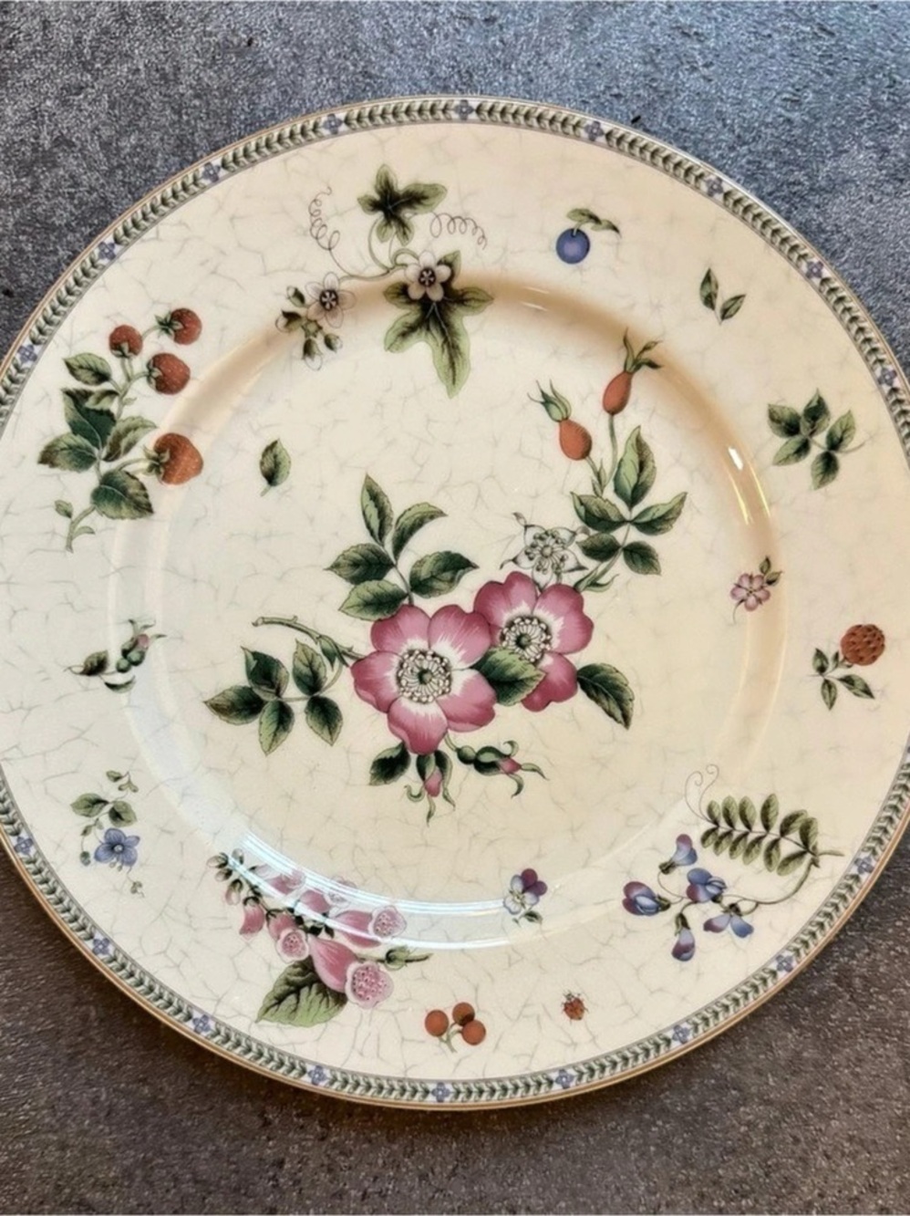 Wedgwood Fleur Floral Dinner Plate Cream & Pink